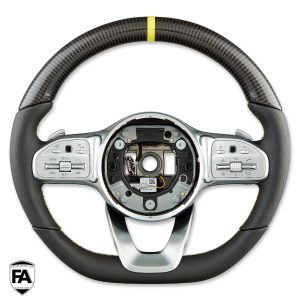 Mercedes Benz W177 X118 W247 W205 W257 X157 W253 Sportlenkrad Nappa Carbon 12h Ring Gelb