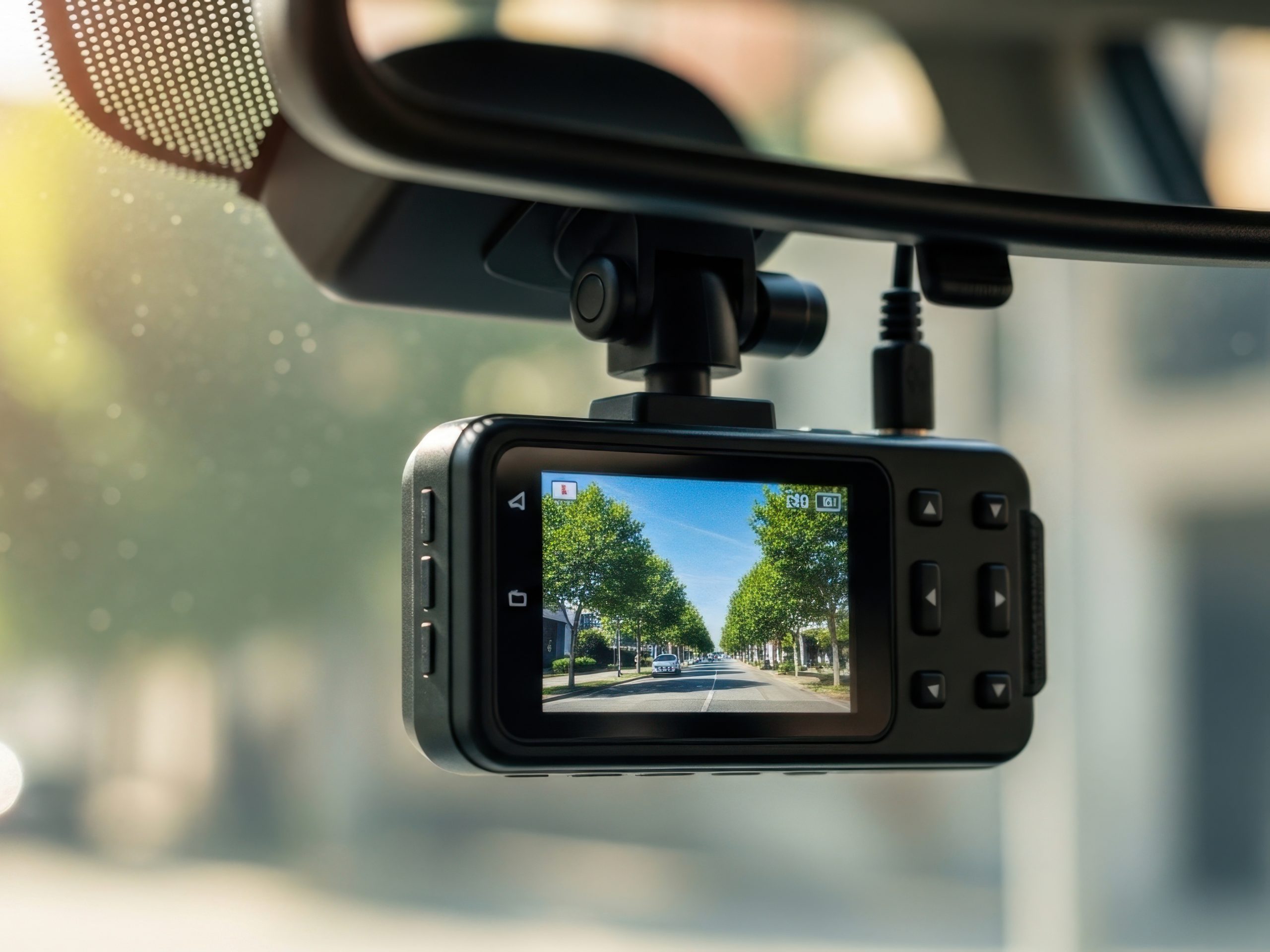 Fest verbaute Frontkamera an der Windschutzscheibe beim Dashcam-Einbau bei FA-CARDESIGN in Rodgau